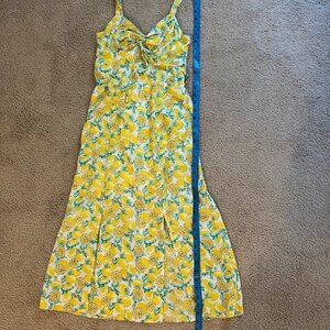 *LEMON Midi Dress w/ POCKETS*|| XS || Adjustable Straps || Fully Lined || EUC
